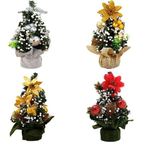 Mini Cute Christmas Ornament Tree Flower Colorful Ball Bow Table Decoration for Christmas Party Indoor Decor Supplies xx126