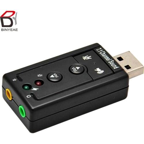 Mini External USB Sound Card 3D Audio Adapter with 3.5mm Headset MIC Speaker 7.1 CH Channel for PC Desktop Notebook