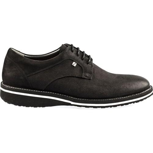 Mens Black Genuine Leather Nubuck EVA Outsole Lace-Up Classic Shoes FSC8071SİYAHNBK