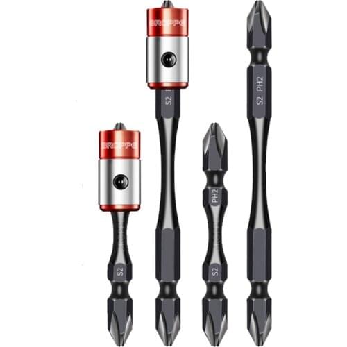 Screwdriver Bits Set Phillips Slotted Strong Magnet Driver D1 Steel Double Head Hex Shank with Magnetizer Ring
