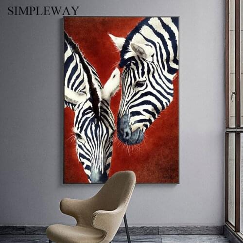 Zebra Animal Canvas Painting Abstract Nordic Poster and Print Minimalist Wall Art Decoration Picture Modern Living Room Decor