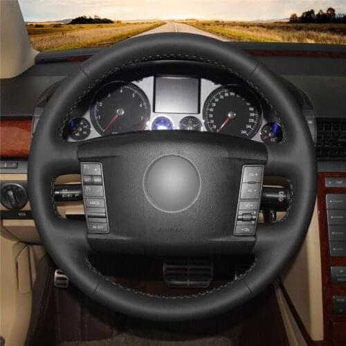 DIY Anti-Slip Wear-Resistant Steering Wheel Cover For Volkswagen Touareg Phaeton 2002-2010 Car Interior Decoration
