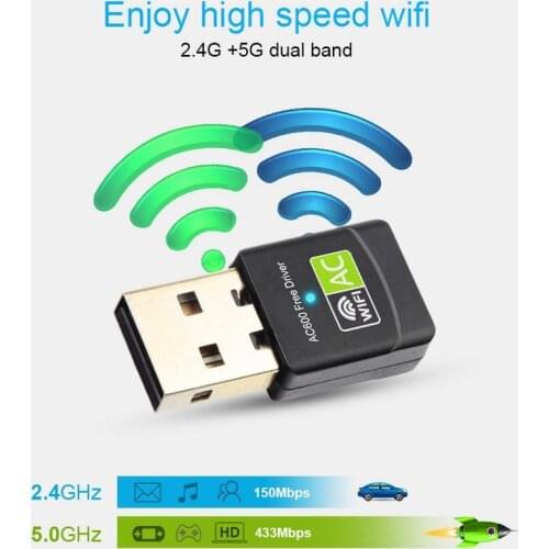 New 5G Dual-band 600Mbps Drive-free WIFI wireless Network Card USB Ethernet for PC Adapter Wifi Lan Network Receiver