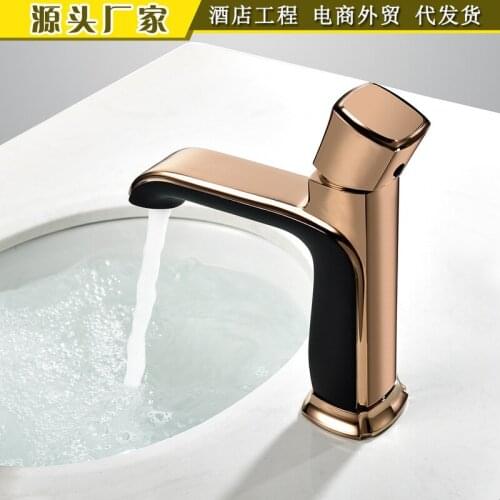 Full copper cold hot basin faucet black and gold single the single-hole leading household bathroom ark the balcony