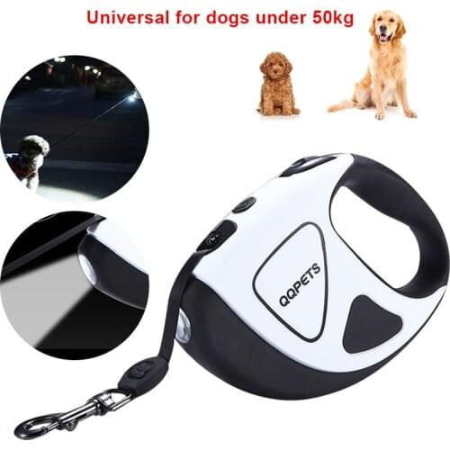 5M Retractable Dog Leash Roulette Night Safety LED Lighting Strong Pet Leash For Large and Small Dogs Automatic Fiber Leash