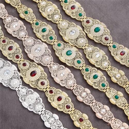 2021 Jul Moroccan Algeria Chic Caftan wedding gold and silver color Metal Luxury belt for Women Belt Chain Adjustable Length