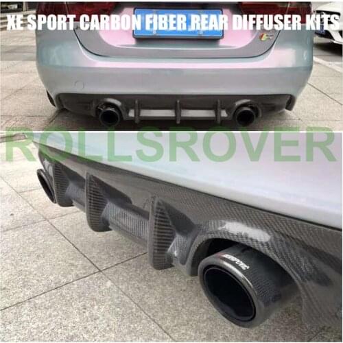 ROLLSROVER Carbon Fiber Rear Bumper Lower Diffuser Exhaust Tips Kits For Jag uar XE XEL Sport
