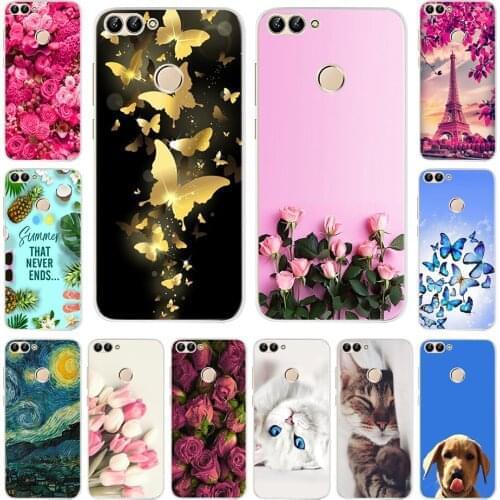 Silicone Case For Huawei P Smart Case Cute Cartoon Flower Soft TPU Back Cover Phone Case For Huawei PSmart FIG-LX1 Cover Fundas