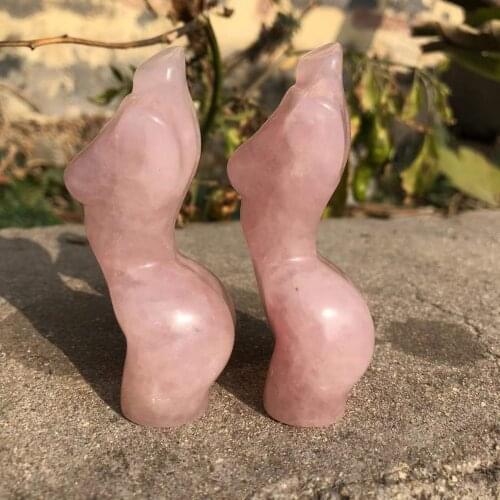 100-120g Crystal Goddess Natural Rose Quartz Statue Carved Woman Torso Gem Body Sculpture Polished Energy Healing