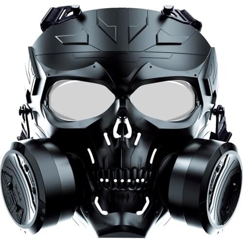 Airsoft Biochemical Machinery Dual Fan Mask Tactical PC Lens Protective Mask Outdoor BB Gun Paintball Shooting Hunting Equipment