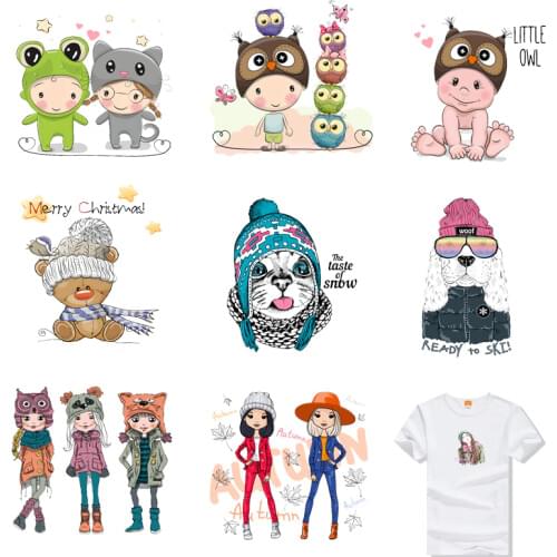 Iron-on Transfers for Clothing Patches Clorhing Owl Stickers Stripe Diy Cute Patch Vinyle Thermocollant Flex Fusible Transfer C