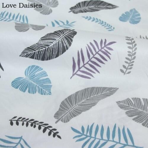 100% Cotton Twill Cloth GREY Purple Big Leaves Fabrics For Kids DIY Bedding Cushion Handwork Sheet Craft Dress Tissue Textle