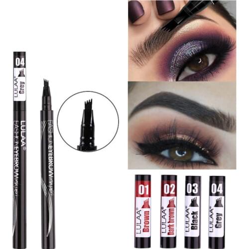 Waterproof 4 Fork Tip Eyebrow Pen Natural Long Lasting Tattoo Pencil Professional Fine Sketch Eye Brow Pencil