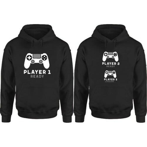 Player 1 Player 2 Hoodies Women Couple Clothes Pregnancy Funny Couples 2021 Valentines Day Sweatshirt Matching Graphic Top M