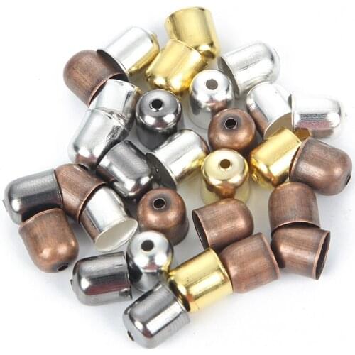 100Pcs Leather Cords Tassels Caps Connectors Necklace Bracelet Beads End Tip Caps Findings DIY Accessories Jewelry Making 8x7mm