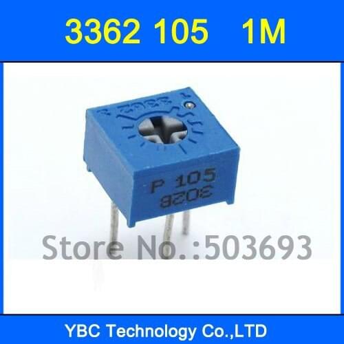 100pcs/lot 3362 105 1M Variable Resistors 3362P Potentiometer
