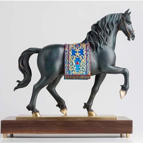 2021 high grade Decoration art HOME Company shop Money drawing Auspicious GOOD Luck Success horse Talisman brass Sculpture