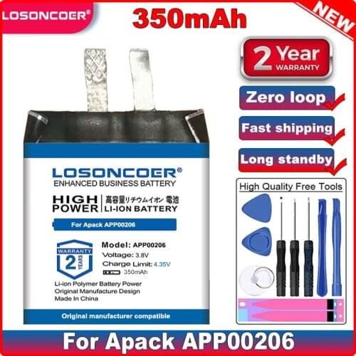 LOSONCOER Good Quality APP00206 350mAh Battery for Apack 1ICP4/27/30 Batteries Smart watch Batteries