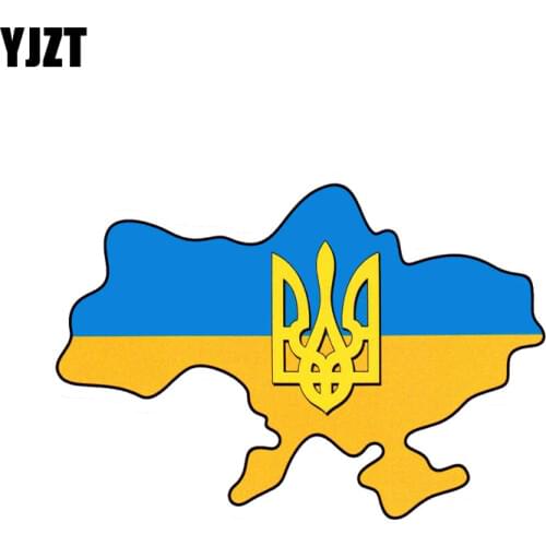 YJZT 14.9CM*10.3CM Ukraine Flag Trident Car Sticker Map Decal Ukrainian Car Accessories 6-0837