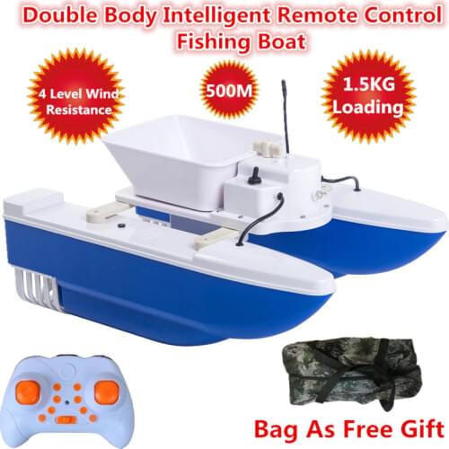 Free Bag Wireless Control Double Body Fast RC Bait Ship Boat 500m 1.5kg Loading Feeding Hook Dual Hull Folding Fishing Bait Boat