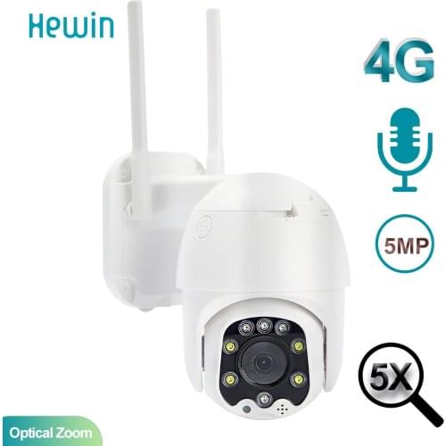 5MP 2MP SIM Card 4G Wireless Mini PTZ Dome Camera AI human Auto Tracking Outdoor 5X optical Two Way Audio CCTV Security Camera