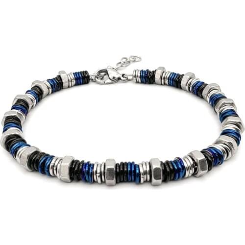 Runda Fashion MenS Stainless Steel Bracelet Handmade Multi-Color Connection Ring For Boyfriend Holiday Gifts