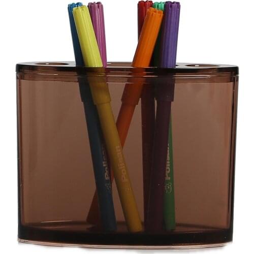 71088TX-0002K SIA Pencil Holder Brown Oval Model Office Supply 10x13x5cm