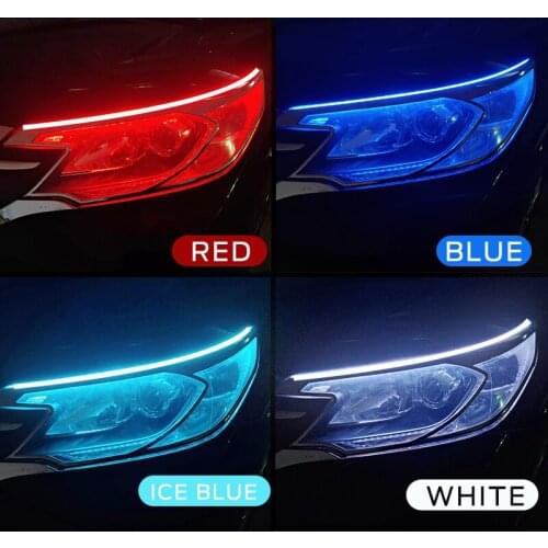 2pcs LED DRL Car Daytime Running Light Flexible Waterproof Strip Auto Headlights White Turn Signal Yellow Brake Flow Lights 12V