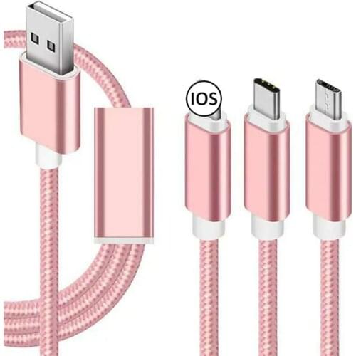 Data Line 3 in 1 Cable For Samsung IPhone Xiaomi Type-c Mobile Phone Multi-function Fast USB One Dragging Three Data Charge Cord