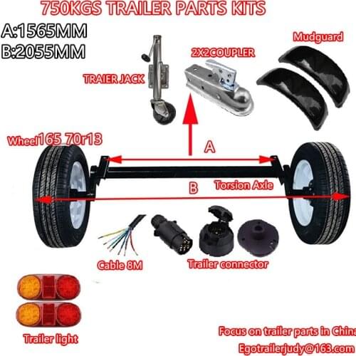 Ego trailer 750KGS TRAILER PARTS KITS TORSION AXLE trailer parts, trailer accessories A=1565MM B:2055MM