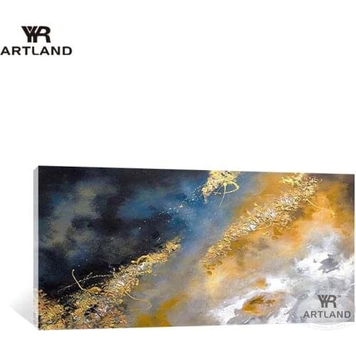 Beautiful picture for home decoration Handmade gold foil clound in the sky landscape wall art picture for living room bedroom