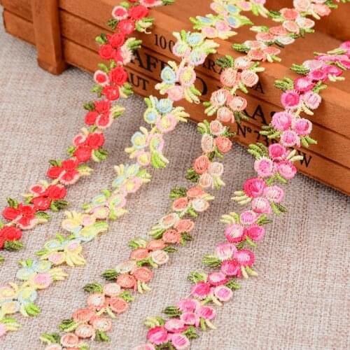 #723 Cherry Flower Lace Fabric 1 yard Lace Ribbons DIY Handmade Embroidered Apparel Sewing Fabric Tape Gift Packing