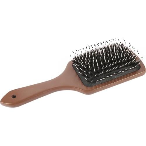 Massage Comb 100% Boar Bristle Paddle Brush Cushion Wood Hair Massage Brushes For Detangle Hair Styling Tools Anti Static