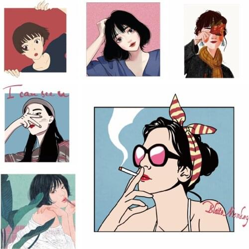 Fashion Pretty Girl Clothing Patches Stickers Iron On Transfers For Clothing DIY Flowers Thermo-stickers Applique Stripes Patch