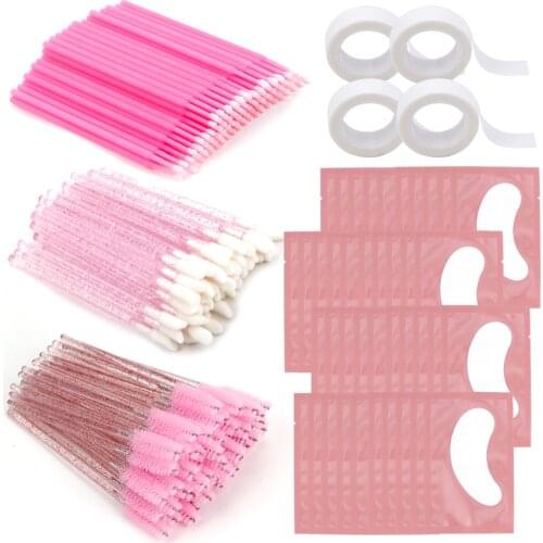Eyelash Extension Practice Kit Eye Patches Pad Adhesive Tape Eyelash Brushes Spoolie Mascara Applicator Grafting Eyelash Tools