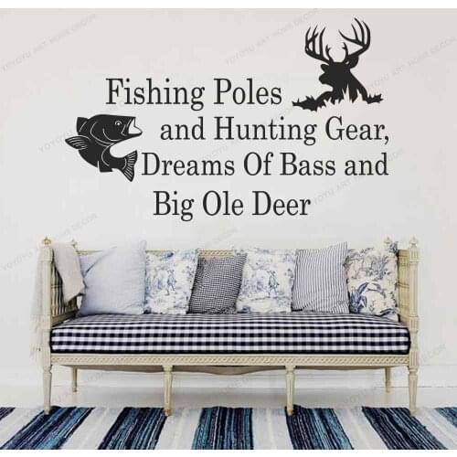 Wall Decals Quotes Fishing Poles And Hunting Gear Wall Sticker Home Decor Wall Stickers For Living Room Mural WU334