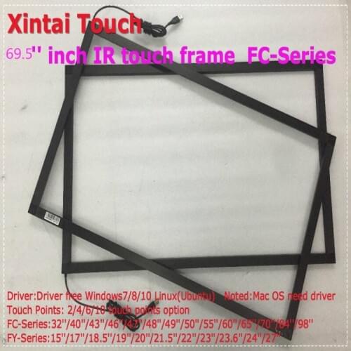 Low price 69.5 inch IR touch screen kit for lcd monitor Real 2 points Infrared Touch Screen Frame with High Sensitivity