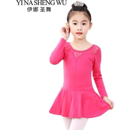 New Children Dance Practice Clothes Cotton Long Sleeve Spring And Autumn Winter Dance Skirt Girls Ballet Dance Performance Dress