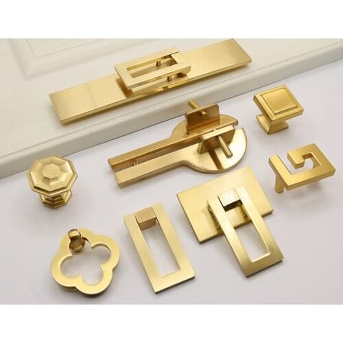 JD New Chinese Zinc Alloy Door Wardrobe Brushed Brass Door Handle Gold Cabinet Drawer Door Handle Furniture Handle Hardware
