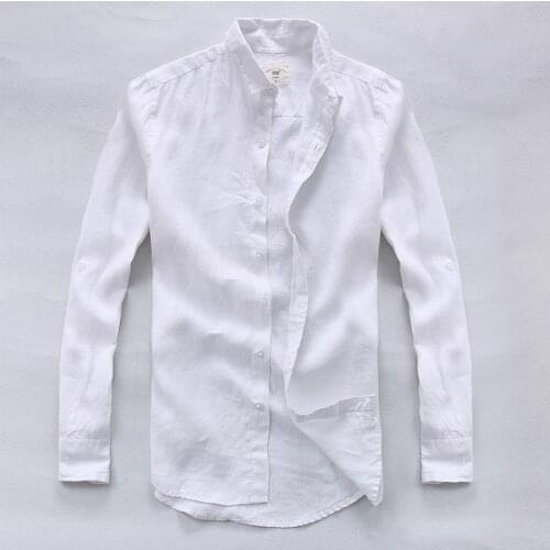 Casual Hawaiian Shirts Men Linen Designer Brand Slim Men Shirt Long Sleeve White Shirts For Men Clothes Spring camisa masculina