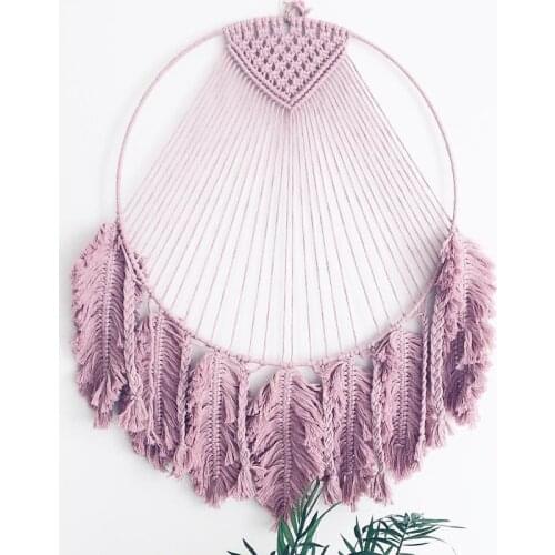 Single ring dream catcher cotton yarn woven feather colorful round tapestry corridor living room decoration Pendant