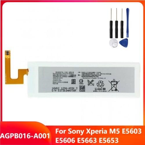 Original Replacement Phone Battery AGPB016-A001 For Sony Xperia M5 E5603 E5606 E5663 E5653 2600mAh With Free Tools