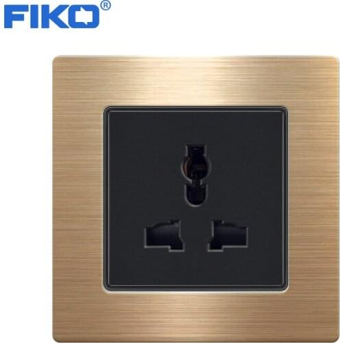 FIKO stainless steel panel 13A UK Universal socket86mm *86mm , wall power socket home hotel use black standard