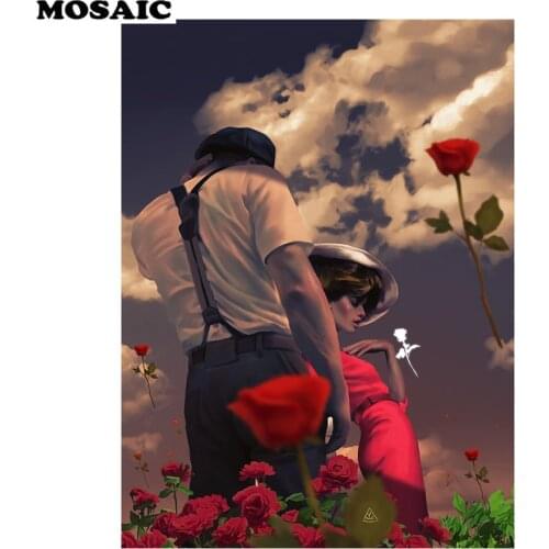 Puzzle DIY Diamond Embroidery,Diamond Painting red rose Couple love,Portrait,5d Diamond mosaic,3d cross-stitch,home decoration