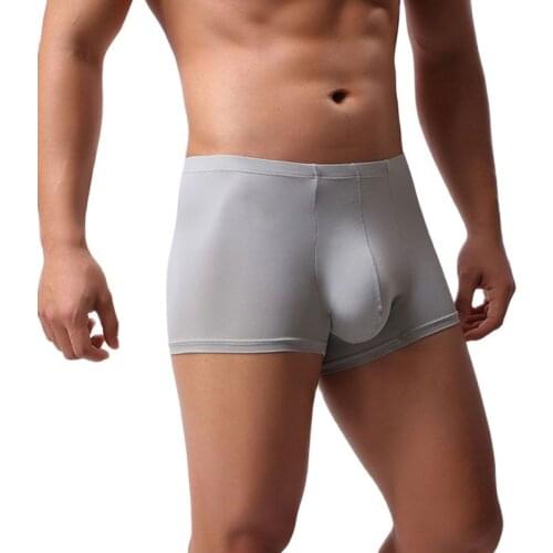 Sexy Men Plus Size Ice Silk Smooth U Convex Pouch Boxer Low Rise Big Penis Pouch Breathable Underwear Boxer Gay Wear 10