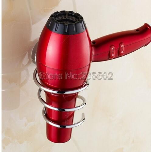 Polished Chrome Brass Hair Blow Dryer Holder Spiral Hang Shelf Bathroom Accessories Wall Mounted lba621