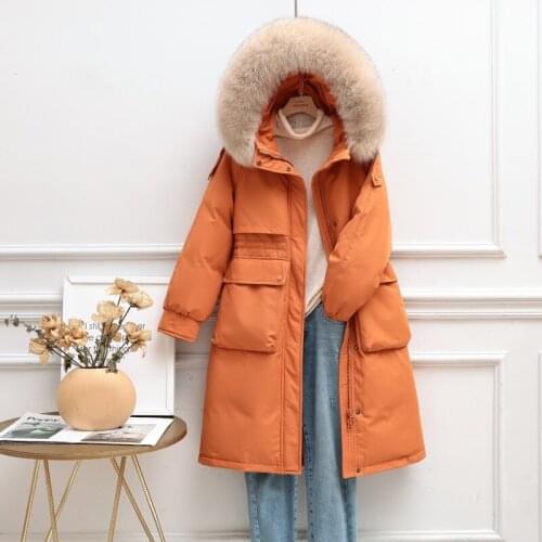 Women Winter Down Coat 2021 New Fox Fur Hooded Loose Parkas Female Korean Thick Warm Casual Long Coats
