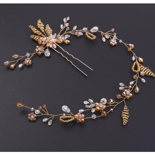 Romantic Pink Crystal Hair Pins Bridal Headband Wedding Hair Accessories for Bride Headwear Hair Clip Jewelry