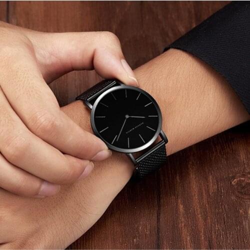 Luxury Silver edge Quartz Simple Ultra Thin Watches Men Business Wrist Watch Mens Watches Steel Mesh Waterproof Sports Clock