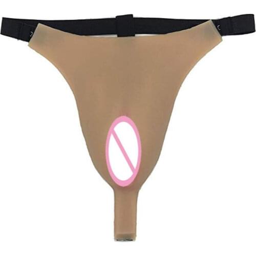 Sexy Fake Vagina Hiding Gaff G-Strings with Vagina Insertable Imitate Vagina Ajusen for Crossdresser Transgender Shemale